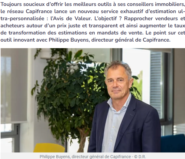 IMMOMATIN's tweet image. #IMMOBILIER | Toujours soucieux d’offrir les meilleurs outils à ses conseillers immobiliers, le réseau CAPIFRANCE lance un nouveau service exhaustif d’estimation ultra-personnalisée : l’Avis de Valeur.

TOUS LES DÉTAILS 👉 lnkd.in/eiQiQnqn

#Estimation #prix #capifrance