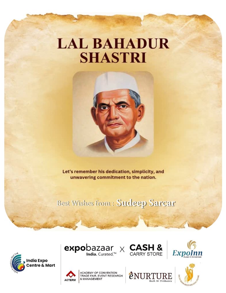 sudeepsarcar's tweet photo. Honoring Lal Bahadur Shastri on his Jayanti — a symbol of simplicity, strength, and integrity. His legacy of "Jai Jawan, Jai Kisan" continues to inspire generations. Jai Hind! 🇮🇳

#LalBahadurShastri #ShastriJayanti #JaiJawanJaiKisan #IndianHero https://t.co/Rdm9EzNXoG