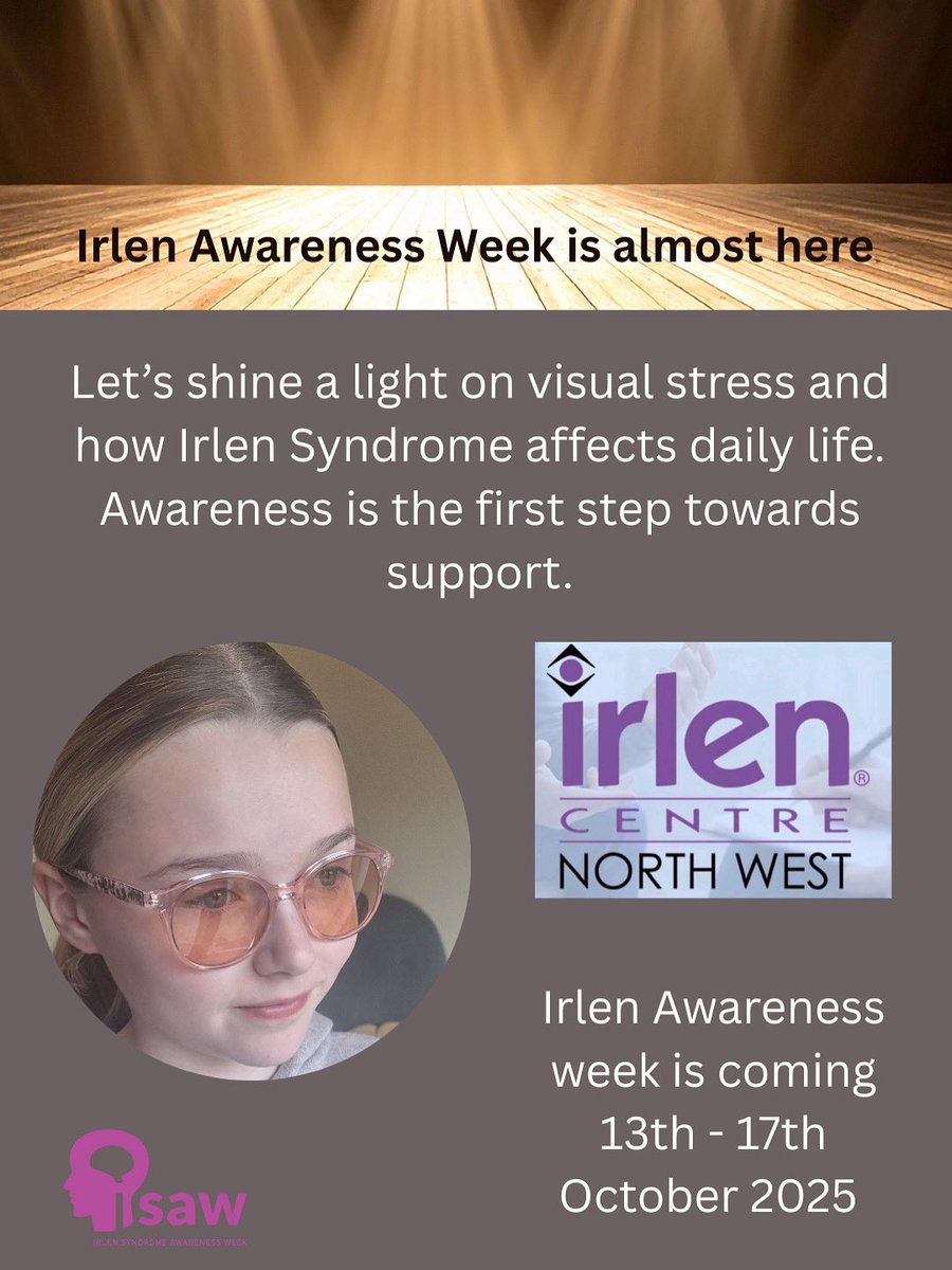 WoodbridgeSEND's tweet image. 🌟 Irlen Awareness Week is coming 🌟
From 13th–17th October 2025, we’re shining a light on visual stress and the impact of Irlen Syndrome on daily life. 💜 Awareness is the first step towards support.
Learn more: irlennorthwest.co.uk #irlenawarenessweek @WoodbridgeTrust