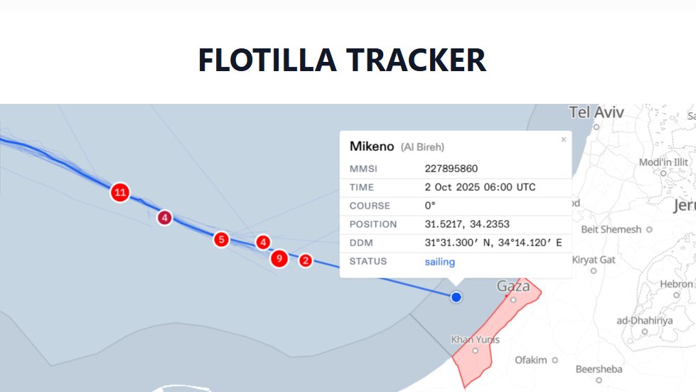 #Mikeno sta raggiungendo Gaza è nelle acque territoriali. 😀

  #flottilla