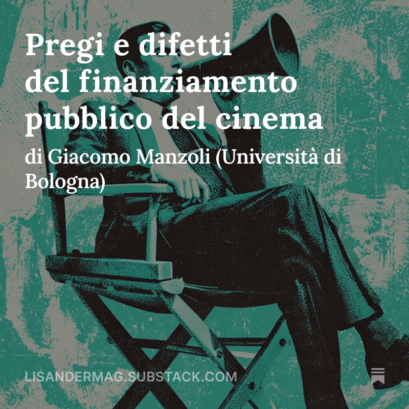 Tra fondi UE, Stato, Film Commission e tax credit,in Italia "conviene fare un #film a prescindere dal fatto che anche un solo spettatore vada a vederlo"

Giacomo Manzoli per Lisander: lisandermag.substack.com/p/pregi-e-dife…