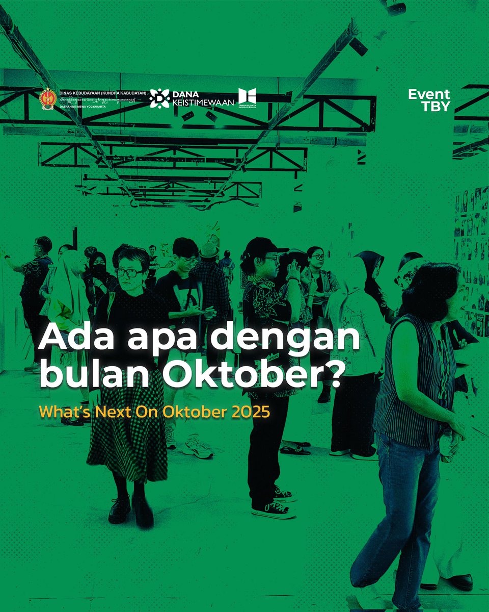 tamanbudayayk's tweet image. ✨ Kalender Event TBY | Oktober 2025 ✨

📌 Catat tanggalnya, jangan sampai terlewat!
📍 Taman Budaya Yogyakarta

Mari bersama-sama merayakan kreativitas, melestarikan budaya, dan menikmati karya terbaik seniman Jogja. 🌟

#TBY #TamanBudayaYogyakarta #KalenderEvent #EventJogja