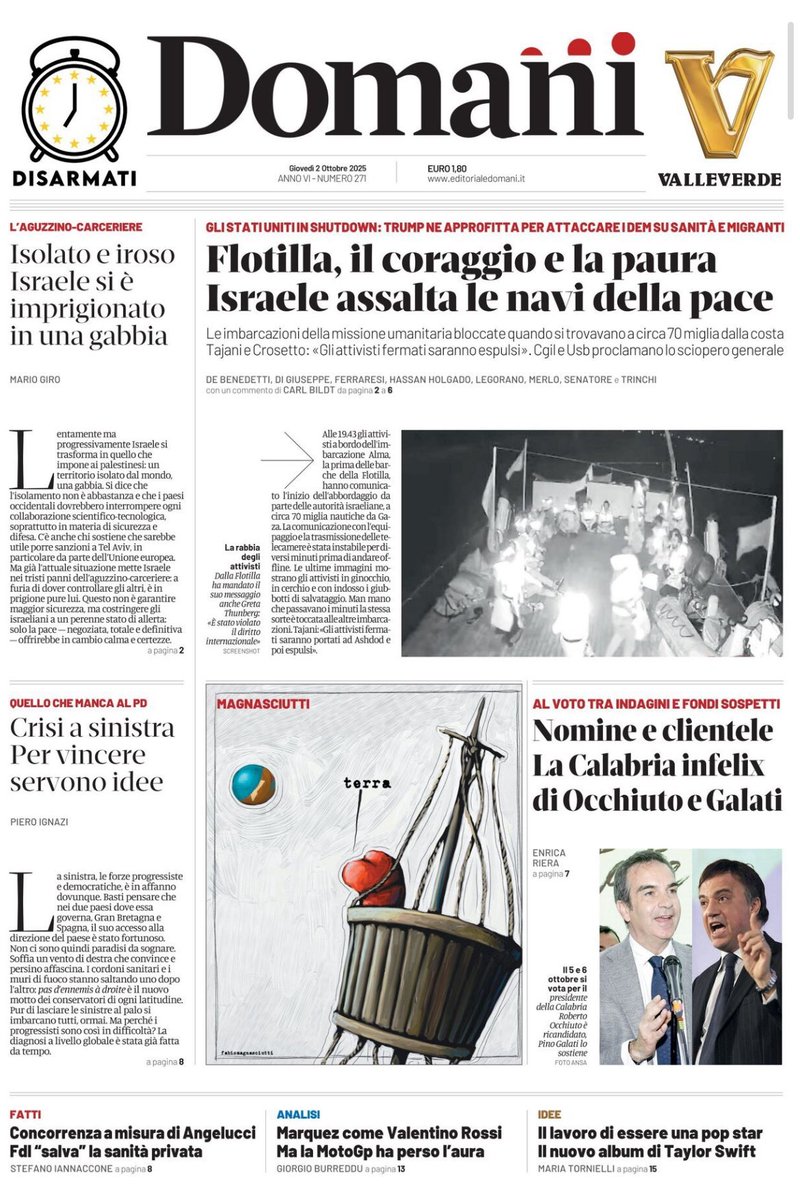 fratotolo2's tweet photo. 1/2 Stampa italiana VS stampa estera  

Notate la differenza?
#GlobalSumudFlotilla https://t.co/9xiW1f9DN5