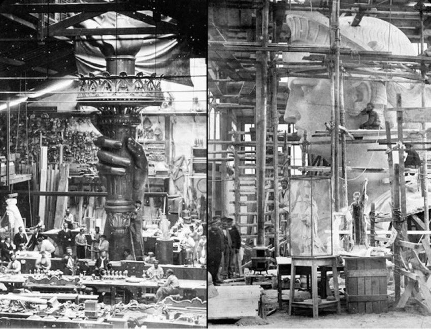 The_East_End's tweet image. 1887 - a number of views from inside the Monduit workshop in Paris where the the Statue of Liberty was manufactured. I thought I would treat you to some shots of the entire structure being assembled… #eastend #History #statueofliberty #America #usa