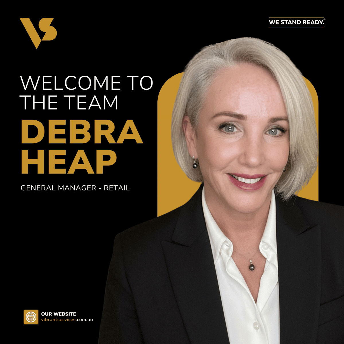 VIBRANT welcomes Debra Heap to the team as General Manager – Retail 💛
Her leadership and impressive industry expertise will strengthen our commitment to delivering trusted, innovative security solutions.

#VIBRANT #RetailDivision #LeadershipExcellence #TeamGrowth #WeStandReady