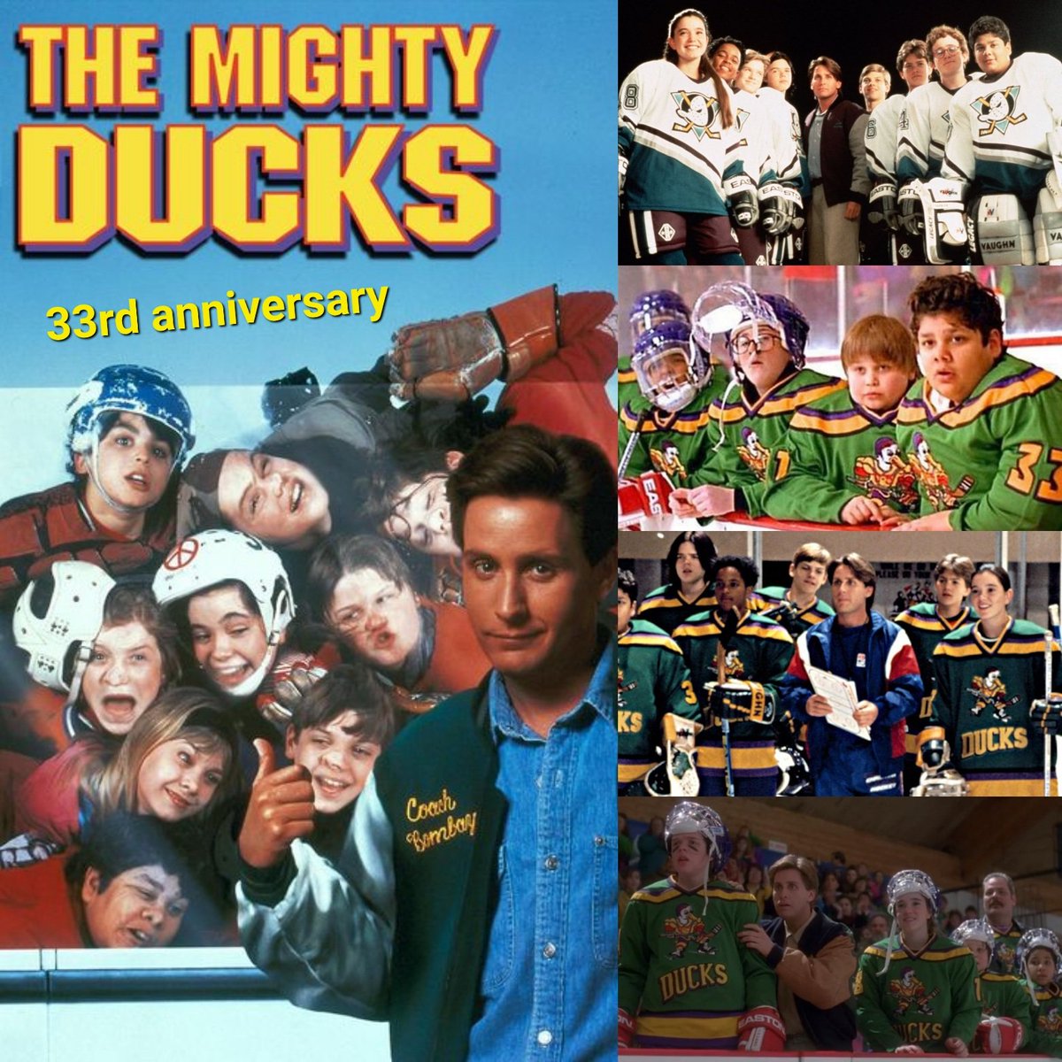 ArenStenslie's tweet image. Today, it also marks the #33rdanniversary of #WaltDisneyPictures's "#TheMightyDucks".
#Disney @Disney #GordonBombay #CharlieConway #AdamBanks #FultonReed #ConnieMoreau #LesterAverman #GuyGermaine #GregGoldberg #TerryHall #FrankHuddy #CaseyConway @shaunweiss