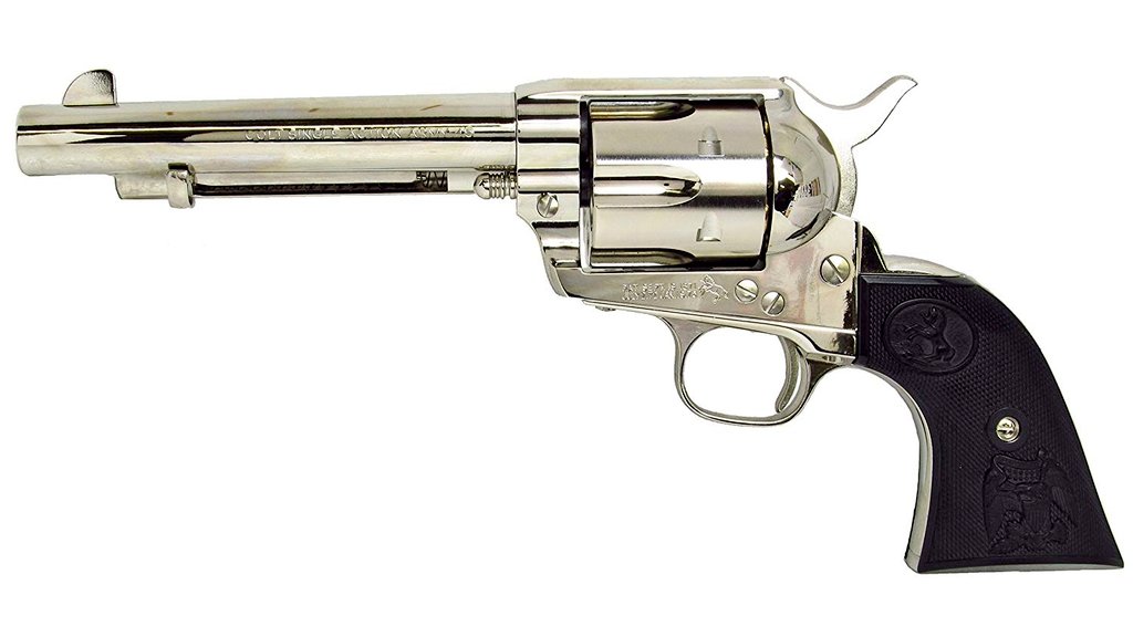 レフカダの拳銃は #コルト #シングル・アクション・アーミー の5.5インチモデル、通称 #アーティラリー ではないかと思います。
グリップの彫刻から東京マルイ製ではなくタナカワークス製ではないかと思います。
TANAKAと刻印がある場所を削ってる？
(ガンマニアではないので自信薄😅)
#ばけばけ反省会