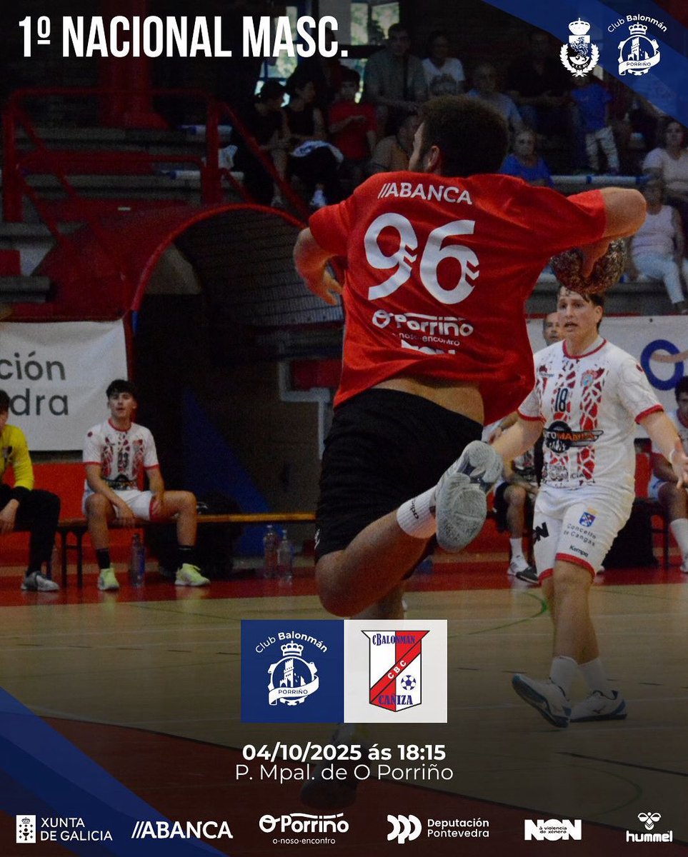 📣 A Primeira Nacional chega á súa 4ª xornada no Municipal!
Os de Dani Benaches teñen a oportunidade de estrearse cunha victoria diante da nosa afección despois da gran victoria a semana pasada en Vigo💪🔴⚪

🗓 Sábado
🕕 18:15h
📍 Municipal do Porriño

#esculpindoanosahistoria