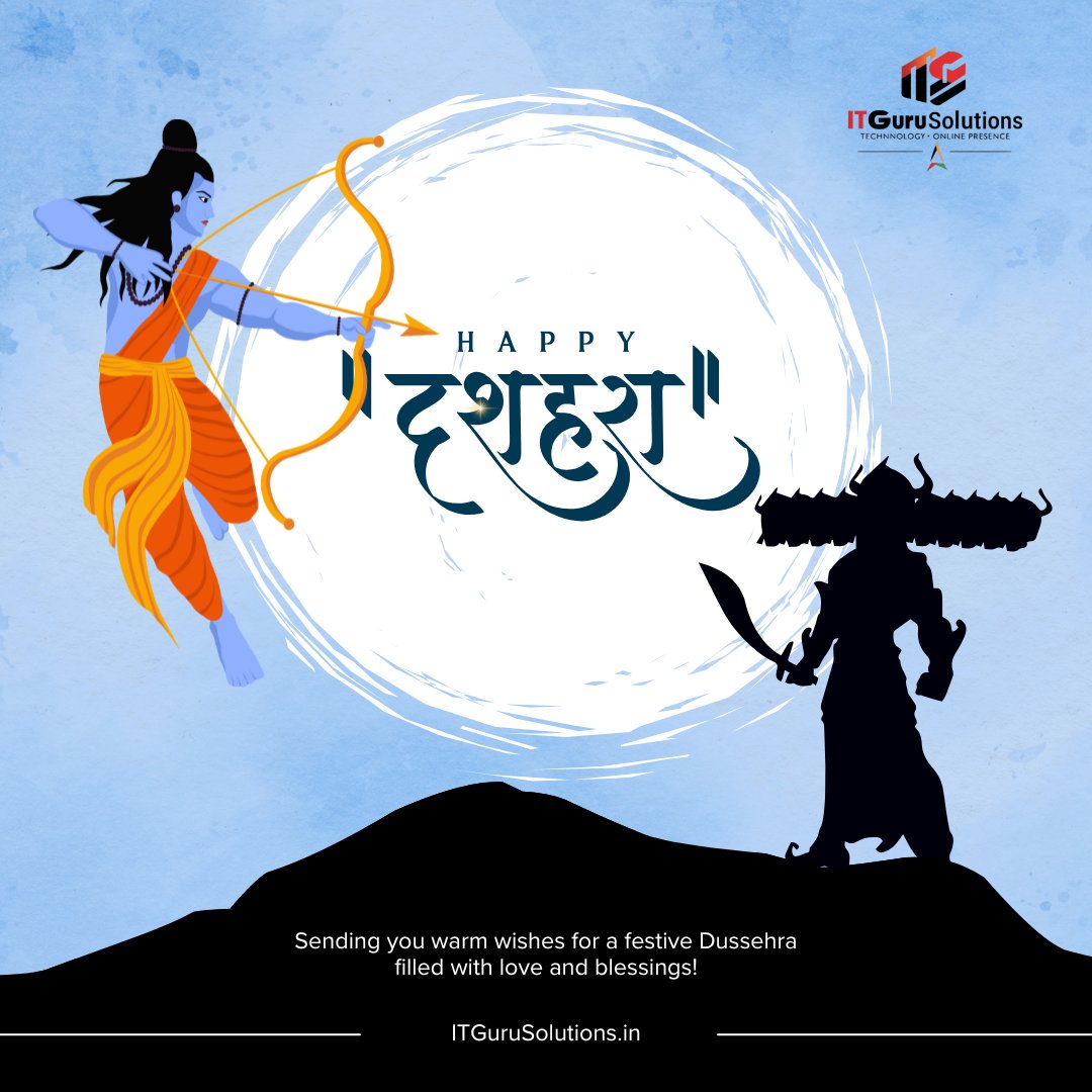 ITGuruSolution's tweet image. Wishing you a Happy Dussehra 2025 from IT Guru Solutions.
๐ +91 8595505547 |โ๏ธ info@itgurusolutions.in
|๐ itgurusolutions.in
#HappyDussehra #Dussehra2025 #FestivalOfVictory #GoodOverEvil #IndianFestivals #JoyfulCelebration #SpiritualGrowth #FestiveSeason #ITGuruSolutions