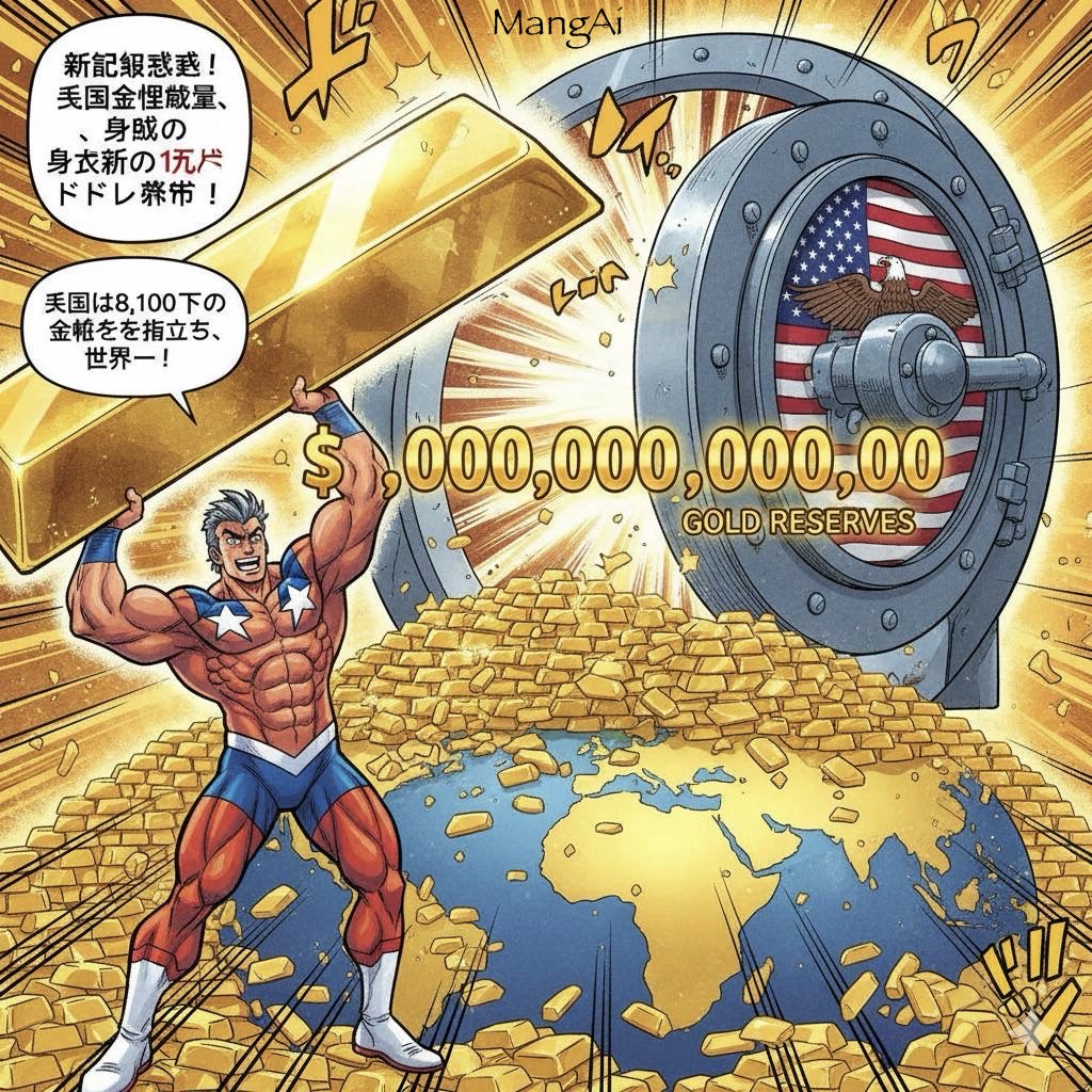 Rocksilver's tweet photo. the US gold reserves reaching a record value of $1 trillion, with 8.1 thousand tons of gold bars, the most in the world! 
https://t.co/SPLFlqeiNT

#cryptocurrencу #goldbar #goldreserves #BTC #XRP #freshvariety360 https://t.co/yyaECNcQ3u