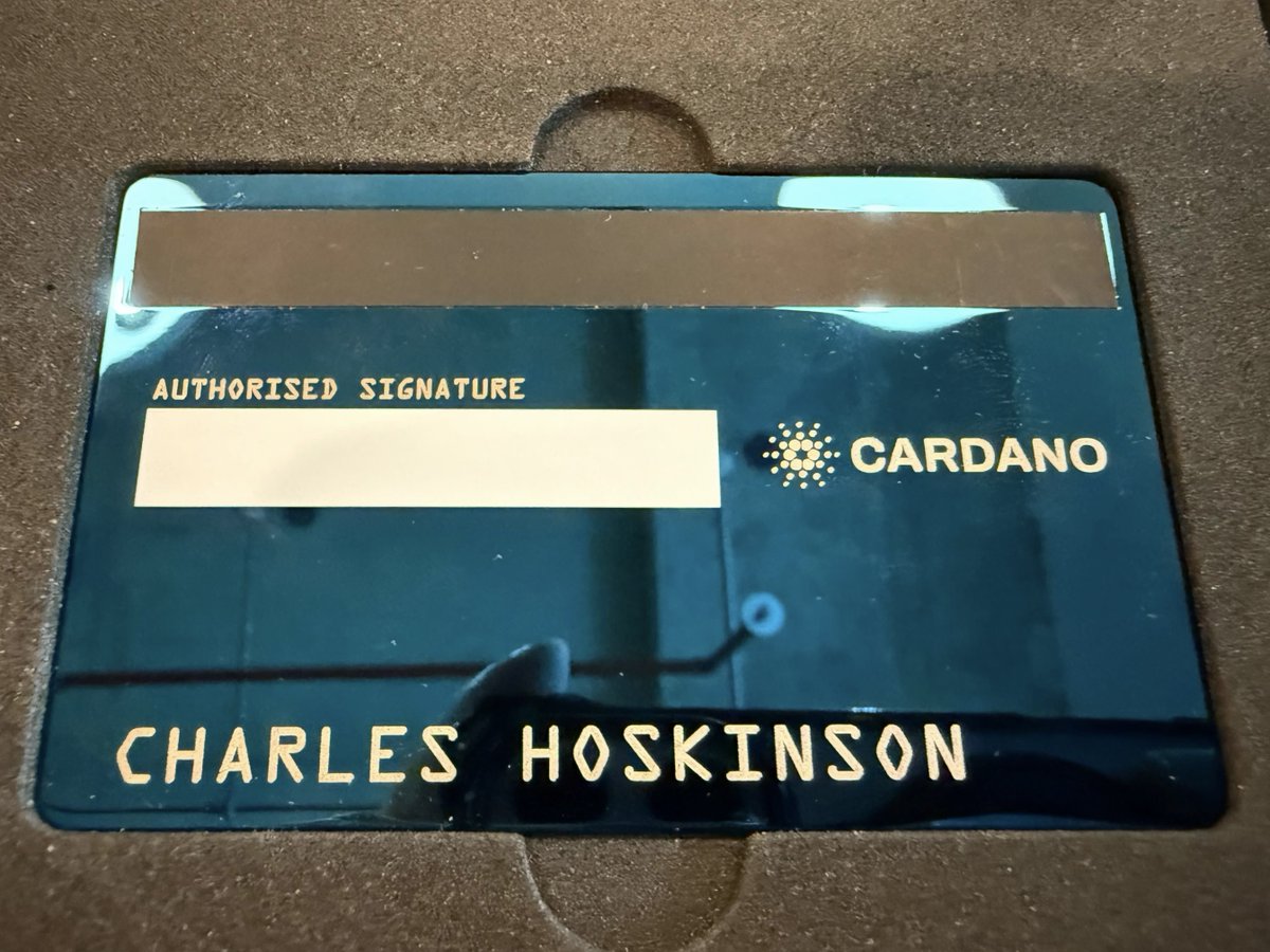The @Cardano_Card Founders Edition #001.
Front and back. 💳

The first-ever Cardano Card, specially designed for <a href="/IOHK_Charles/">Charles Hoskinson</a>. Metal. Premium. Robust.

A perfect reflection of the Cardano ecosystem.