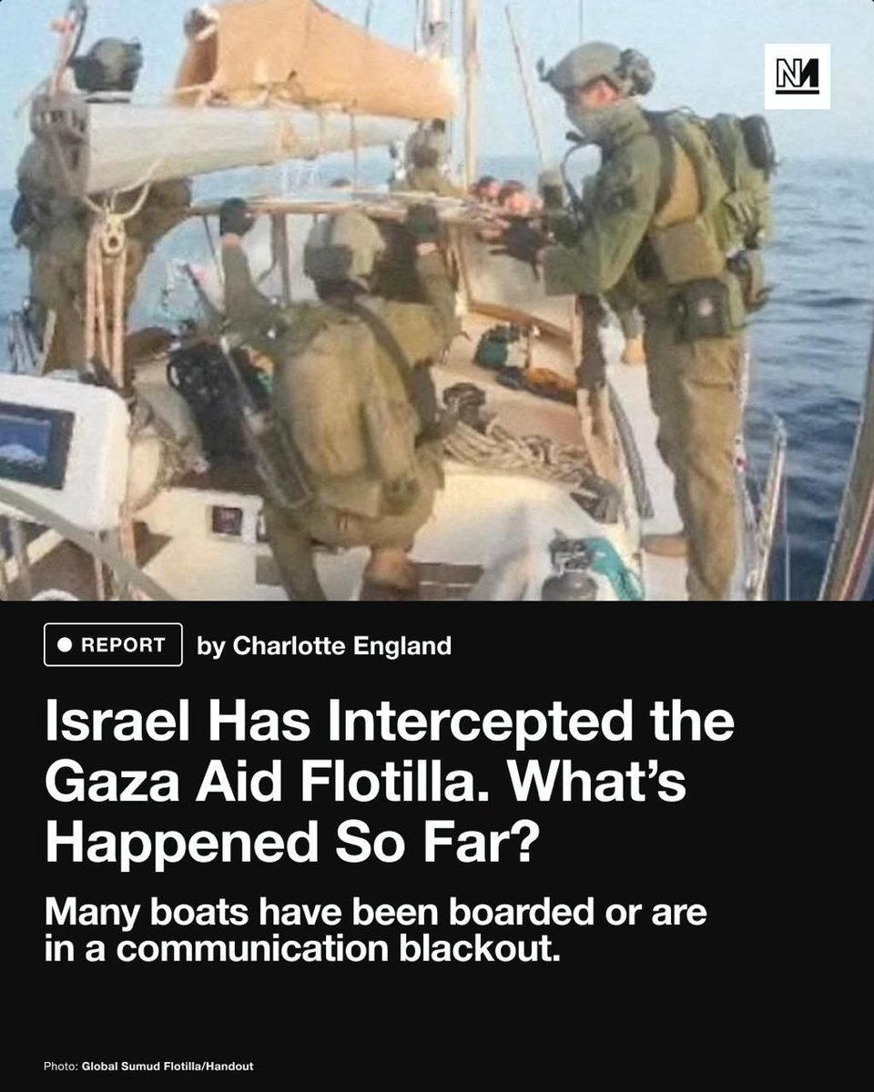 novaramedia's tweet photo. As the sun rose in Gaza, the Global Sumud Flotilla was still being intercepted, 12 hours after it was first heard Israeli boats were approaching.

Organisers have confirmed 21 of their 41 vessels have been intercepted so far, but Novara Media believes the real figure is higher than this, with many other boats suspected of having been boarded or in a communication blackout.

The fleet’s largest boats, which carried most organisers and big names, were boarded and detained on Wednesday evening. But for most of the night, around 30 smaller boats continued sailing, with some disobeying orders to stop and being attacked with water cannons for not turning off their engines.

Just after 19:00 local time, GMT+3, Novara Media contributor Kieran Andrieu reported that he was being told by people on board his boat, Adara, that 10 to 12 military vessels were rapidly approaching. Organisers did not confirm this, but instead steering committee activist Thiago Ávila said there was “a huge concentration of vessels” seven to 20 miles away, and he believed this was an Israeli military blockade.

Around an hour later, boats arrived in the area. Andrieu reported being sprayed with liquid, having bright lights shone in his face, and being shouted at by Israeli soldiers. Commandos boarded at around 21:46 local time, after first detaining those on lead boat Alma and deputy Sirius. Andrieu threw his phone in the sea while live-streaming at 21:47 GMT+3.

Although some were picked off, smaller boats then seemed to be able to evade interception for several hours, and were making decisive progress towards Gaza at 04:00 GMT+3 on Thursday. For a while, people on board seemed optimistic, telling Novara Media they were “cruising to Gaza”. Many sailed further than the Handala, which was intercepted in July at around 60 nautical miles out.

But things took a turn just before dawn. Ohwayla, the veterans’ boat, posted a video of an enormous Israeli warship spraying people on board with what journalist Greg Stoker identified as skunk water – a putrid liquid developed by Israel to repel protesters. Shortly afterwards, all contact with Ohwayla was lost.

As dawn approached, it became apparent that organisers were not in consistent communication with many boats. At the time of writing, 19 were not online.

Information continues to trickle in. One vessel, Mikeno, appears to have entered territorial waters before being intercepted. Organisers say at least one other boat reached just 27 nautical miles from Gaza. But interceptions are happening thick and fast. It does not seem like the flotilla will reach Gaza. 

@CharlottEngland reports.
Read more: https://t.co/sSrqXH4o9W