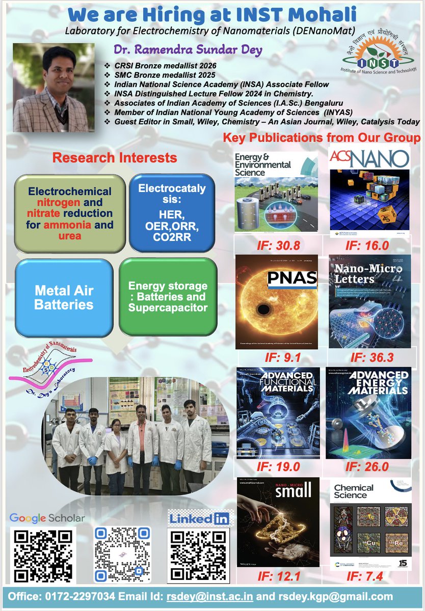RamendraSundar1's tweet photo. #PhD Positions available
Last date for application: October 6, 2025
Send an email to me at rsdey@inst.ac.in
More details in the link below.
https://t.co/URcwYoeSVd
#PhDposition, #researchjob, #jobinindia, @INSTMohali https://t.co/fl1iJw1Yx6