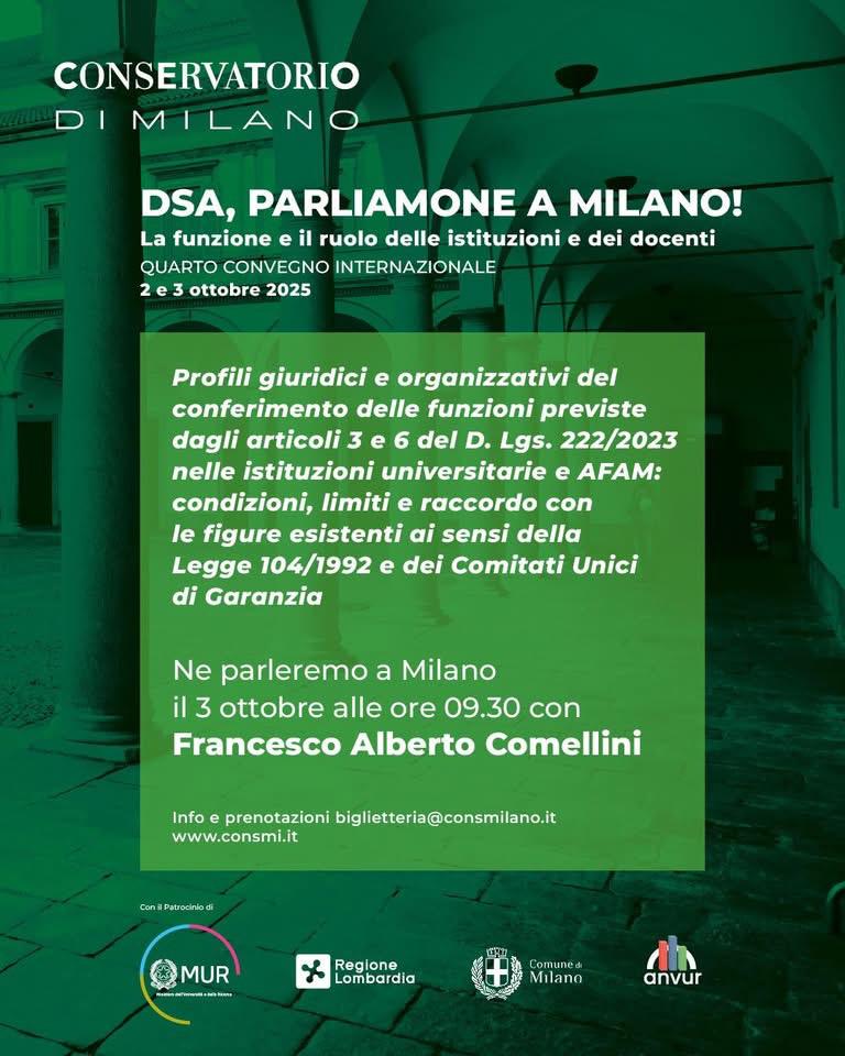 Domani intreverrò al Conservatorio Giuseppe Verdi di Milano, sull'attuazione del D.Lgs. 222/2023 in materia di accessibilità fisica e digitale nelle Pubbliche Amministrazioni, quindi anche per Università e istituzioni AFAM
<a href="/ConservatorioMI/">Conservatorio Milano</a>
<a href="/Ale_Locatelli_/">Alessandra Locatelli</a> <a href="/aran_agenzia/">Aran</a> <a href="/RLoiero/">Renato Loiero</a>
