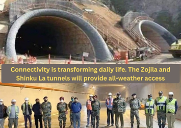 Sailo1India's tweet photo. Connectivity is transforming daily life. The Zojila and Shinku La tunnels will provide all-weather access, cutting hours of travel, while 500 km of rural roads under PMGSY link villages that were once isolated during winter months. #ProudToBeWithLadakh https://t.co/bXhlGDrWV1
