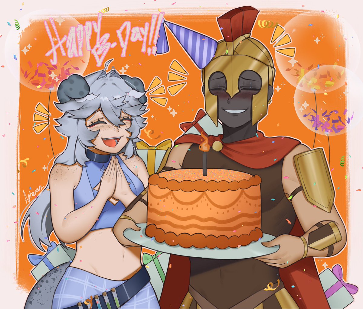 urlilsealpuppy's tweet photo. ITS MY HUBBY’S BIRTHDAY! 

SAY HAPPY BIRTHDAY NOW!! 

🍰: @Vrykolaka_ 

🎨: @AplaSann https://t.co/mTDrgzGTVY