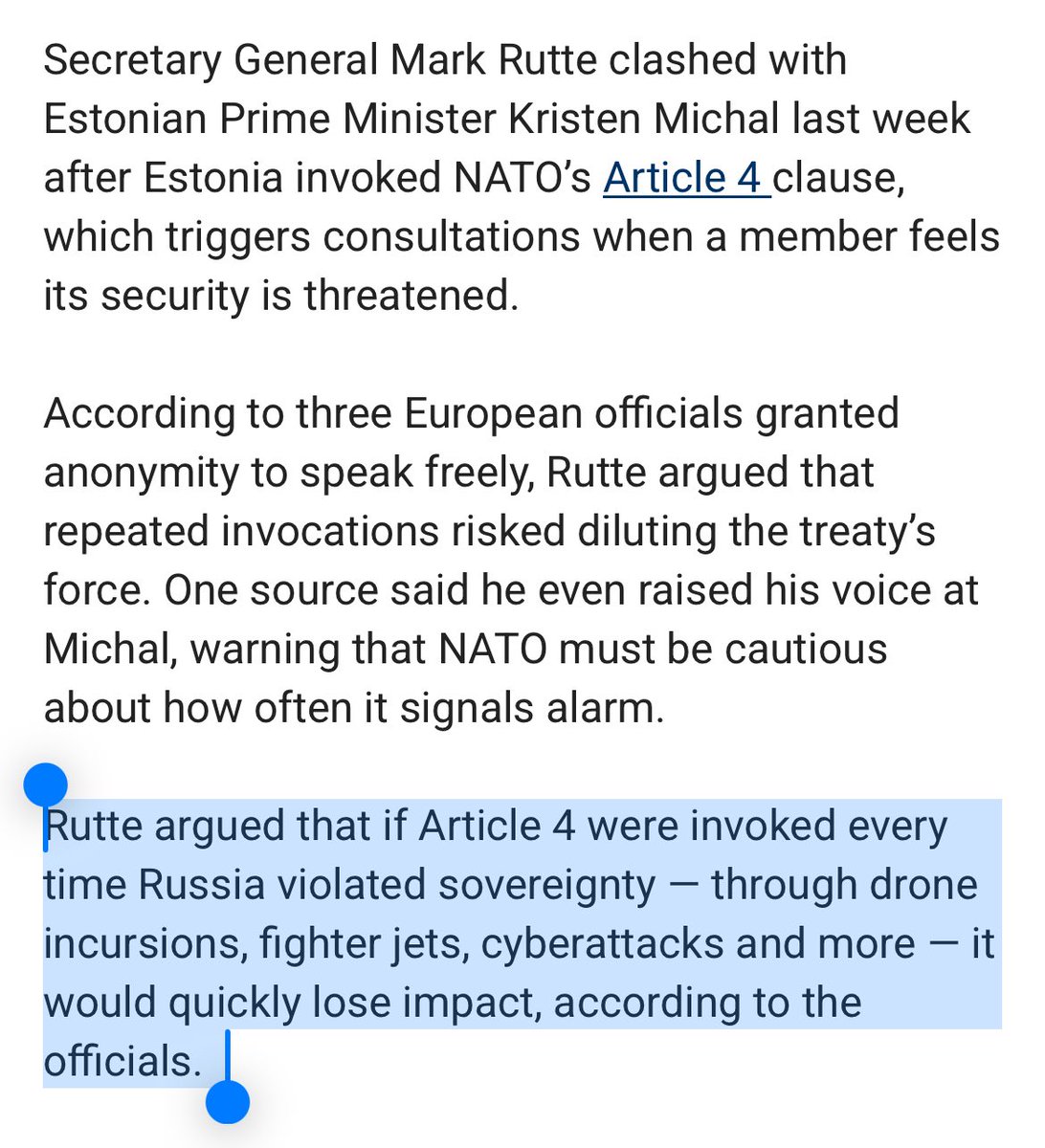 Maybe that’s exactly the fucking problem? That Russia is not going to stop. And instead of shouting at NATO members trying to do something, you should at least advise them to shoot any Russian aircraft or drone violating their airspace.