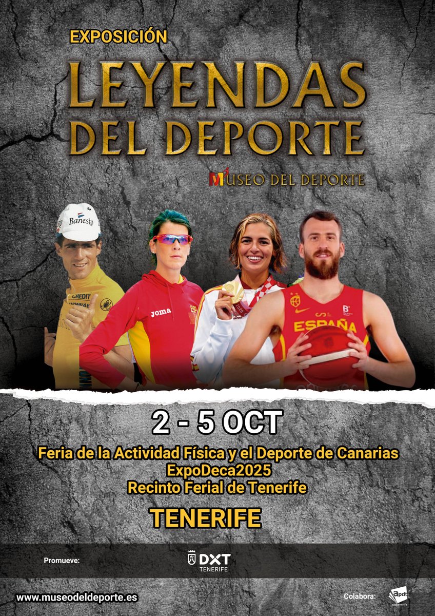 ‼️ Ven a #ExpoDeca2025

🏵️ Por primera vez en Canarias, vive la exposición #LeyendasdelDeporte con los clubes y deportistas que han sido tu inspiración

✅ Con un espacio reservado a las Leyendas del Deporte de Tenerife, ¡descúbrelo!

#TenerifeActiva