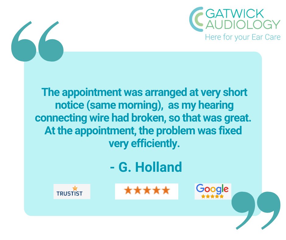 We really do appreciate every review as it allows us to continue to improve our service to patients.⠀ ⠀
⠀
Contact us to book an appointment at hello@gatwickaudiology.co.uk or call 0333 011 7717.⠀ ⠀
#GatwickAudiology #patientfeedback #Trustist ⠀
<a href="/twitter/">Twitter</a>