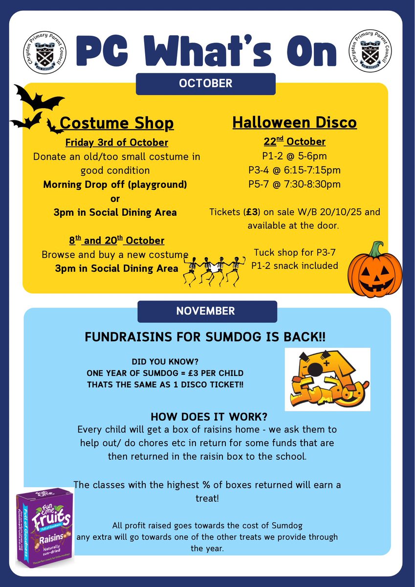 CPParentCouncil's tweet photo. Costume drop off tomorrow 🎃👻@ChrystonPrimary https://t.co/hKduamhlnT