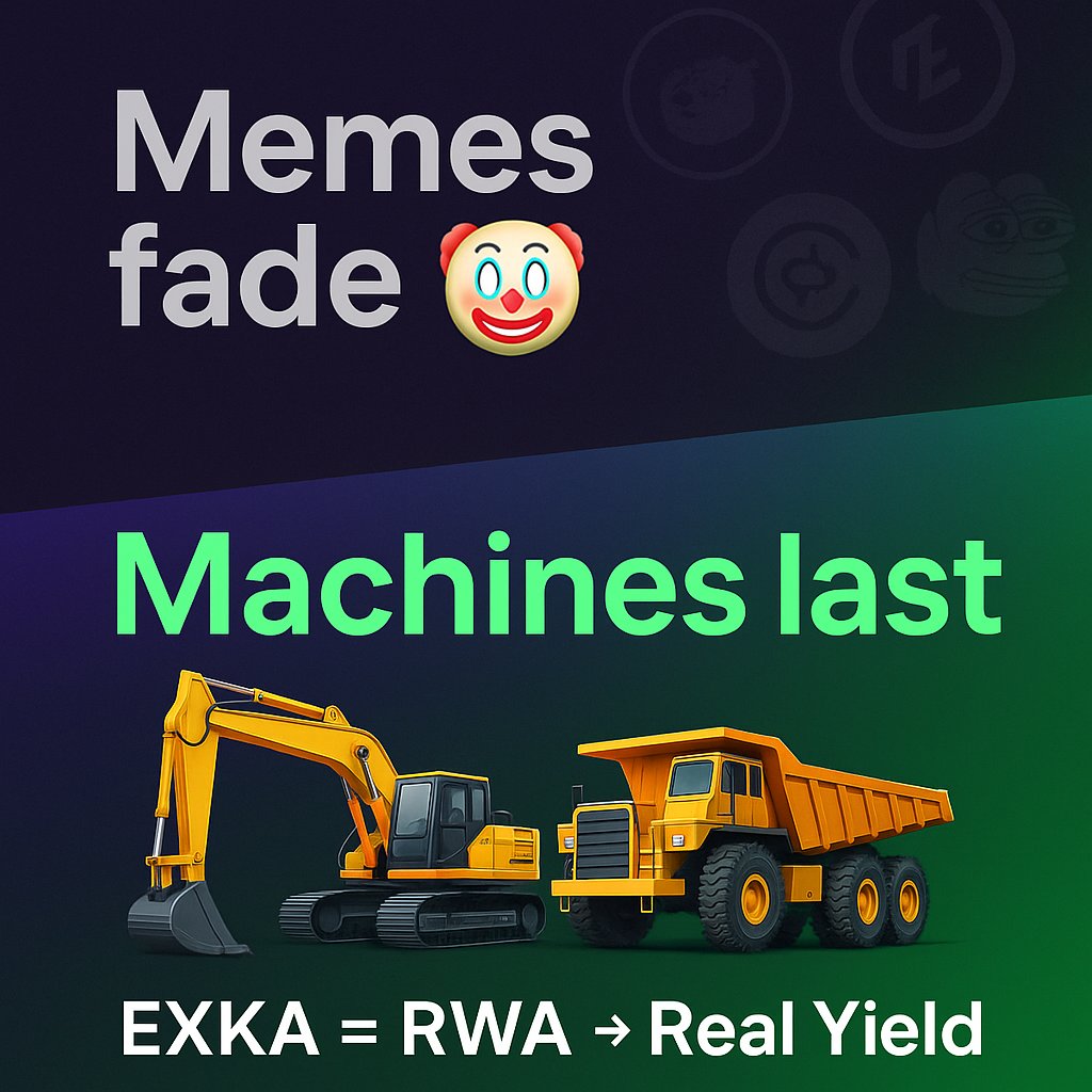 exkaofficial's tweet photo. Memes fade 🤡
Machines last 🚜
EXKA = Real World Assets → Real Yield
#EXKA #RWA #Solana https://t.co/qj4bg2bv3G