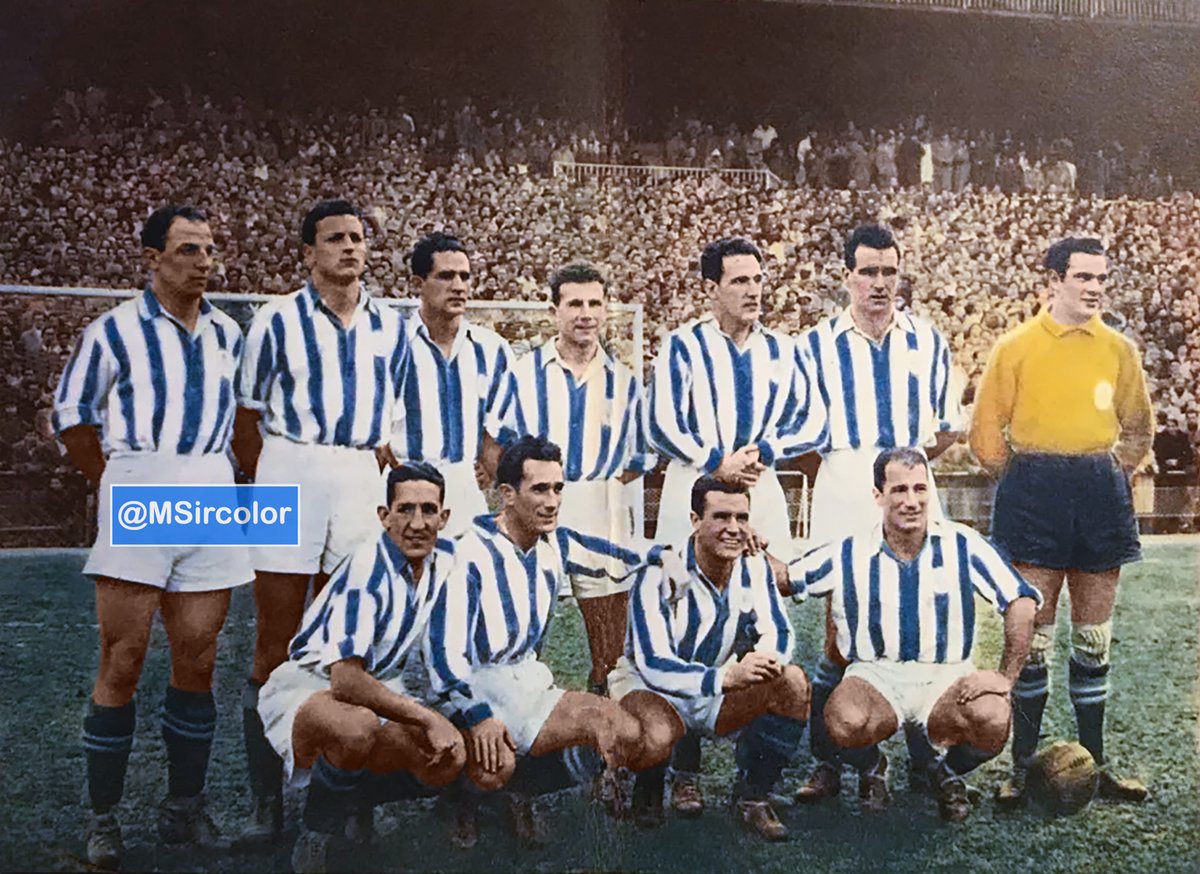 MSircolor's tweet photo. Postal de la @RealSociedad temp 49-50 parece que es del partido jugado el 22-1-50 @realmadrid 2 #RealSociedad 2 por la #RealSociedad jugaron #Bagur #MarculetaII #Suárez #Murillo #Artigas #Ontoria #Besabé #Epi #Caeiro #Pérez y #PérezPayá⚽️⚽️ El entrenador era #BenitoDíaz https://t.co/ARaQZvawDo