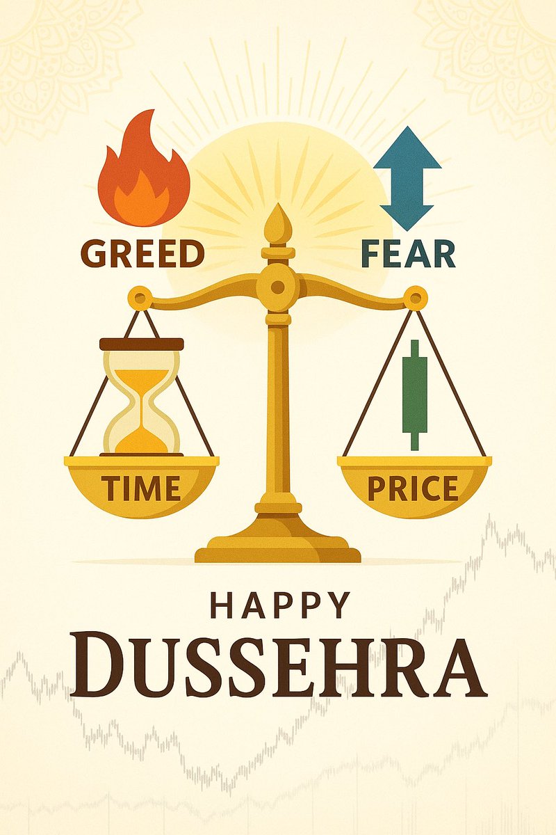 GannDecoder's tweet photo. On this Dussehra…
📊 Discipline triumphs when Time & Price outweigh Greed & Fear.
⚖️ Victory belongs to those who respect the rhythm.
Happy Dussehra from Gann Decoder! ✨
#Dussehra #StockMarketIndia #Dussehra2025 #GannDecoder https://t.co/plTBxULPHS