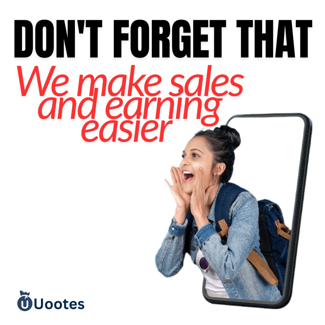 Uootes_tech's tweet photo. We make sales and earning EASIER! ๐ธ๐ช Let's crush your sales goals today ๐ #SalesSuccess #EarningMadeEasy #Uootes https://t.co/4mIs7V13da