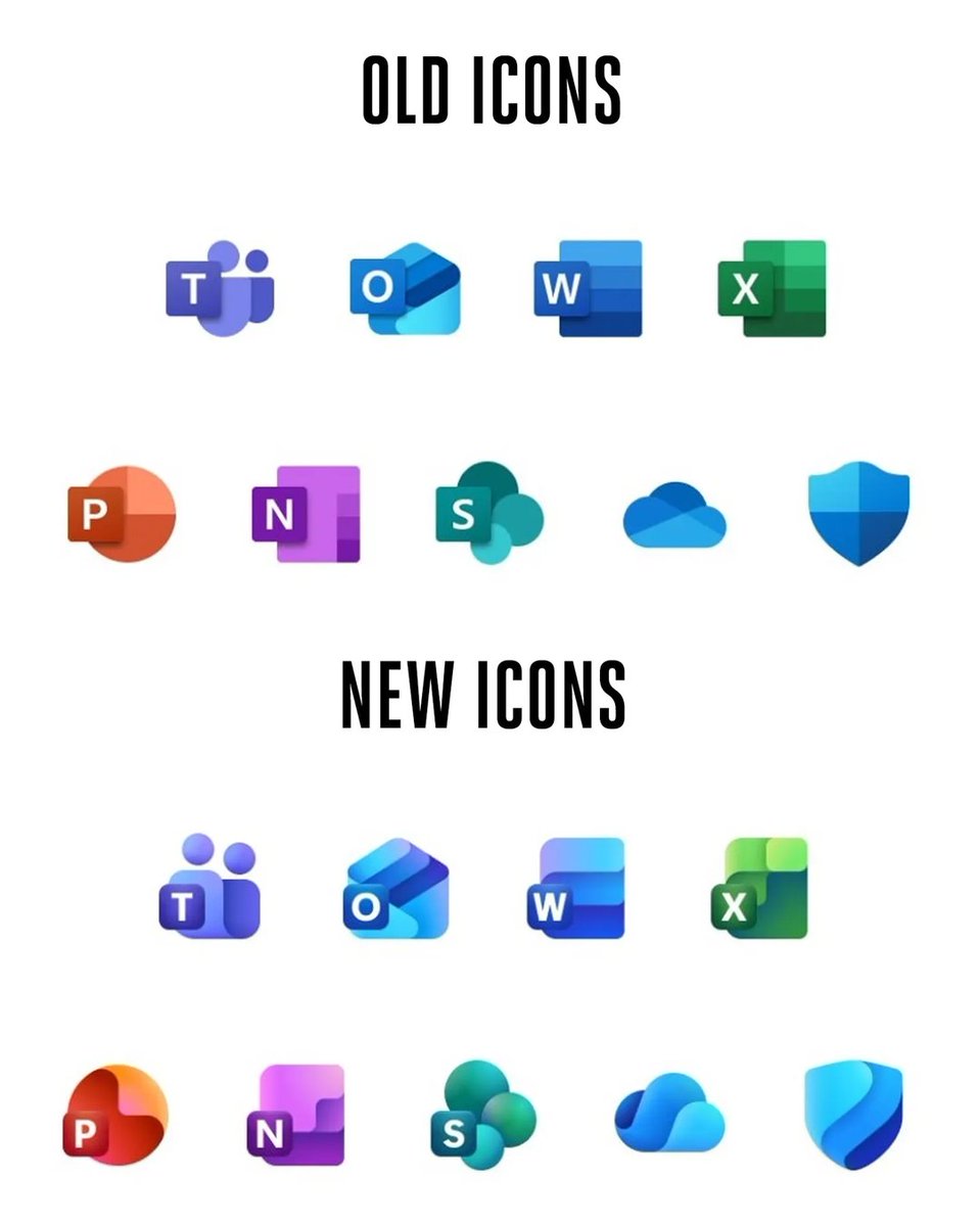 icanbecreative's tweet image. Microsoft’s new Office icons show how softer curves, simplified shapes, and bolder gradients modernize a brand and boost clarity across platforms. Designers: less detail, more impact. Emphasize legibility and adaptability in every icon update.