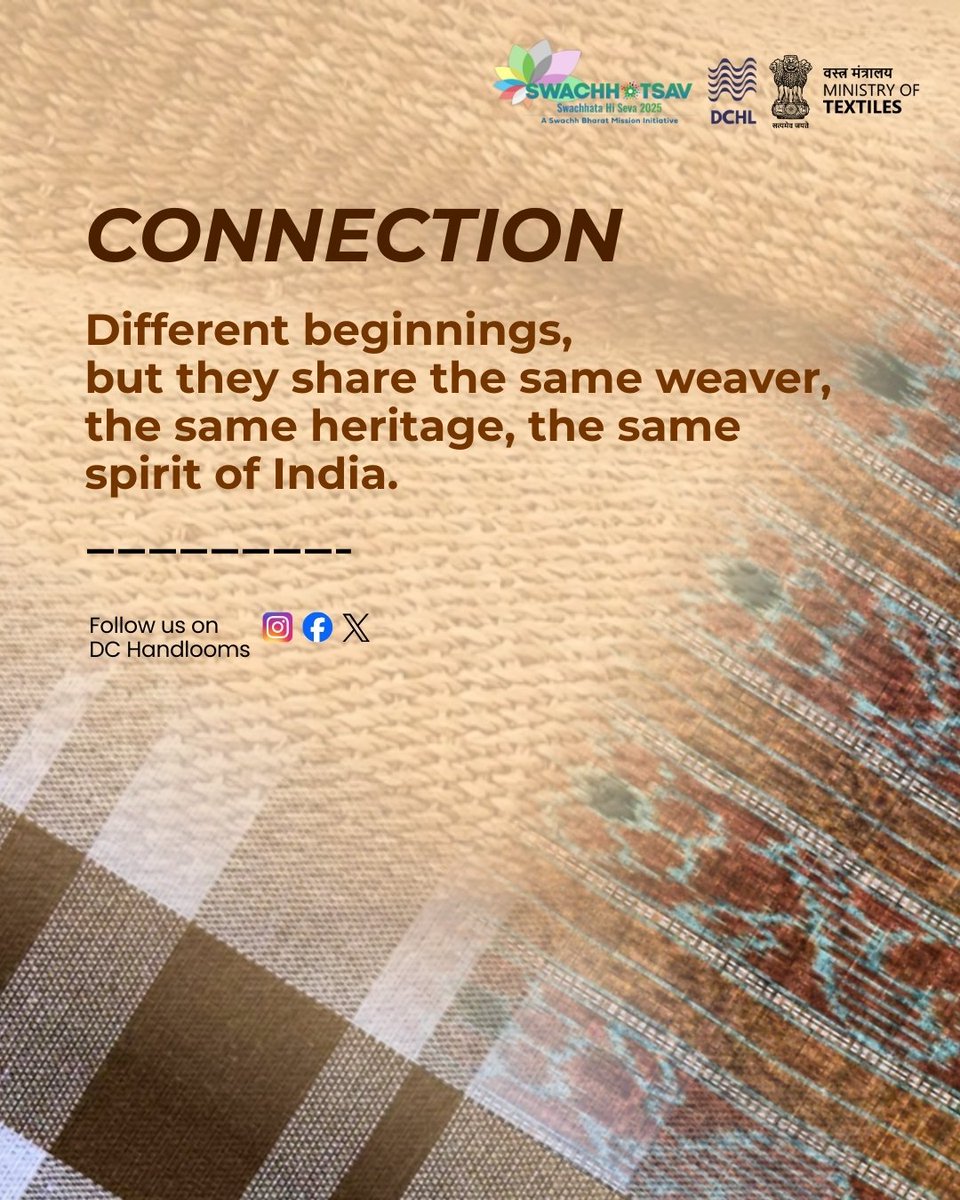 dchandlooms01's tweet image. &quot;There is no beauty in the finest cloth if it makes hunger and unhappiness.&quot;– Mahatma Gandhi
On this Gandhi Jayanti, let’s recall the legacy behind the fabrics we wear.
#ministryoftextiles #dchandlooms #sustainability #heritage #gandhijayanti #2october #gandhiji #khadi #handloom