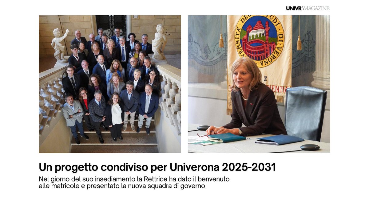 UniVerona's tweet photo. La #Rettrice #ChiaraLeardini ha presentato la nuova squadra di governo dell’#Università di #Verona, insieme alla visione e al progetto che guideranno l’Ateneo per gli anni accademici 2025-2031 > https://t.co/b5Kcrg0Elq | #Univr https://t.co/1OUkGydNZb