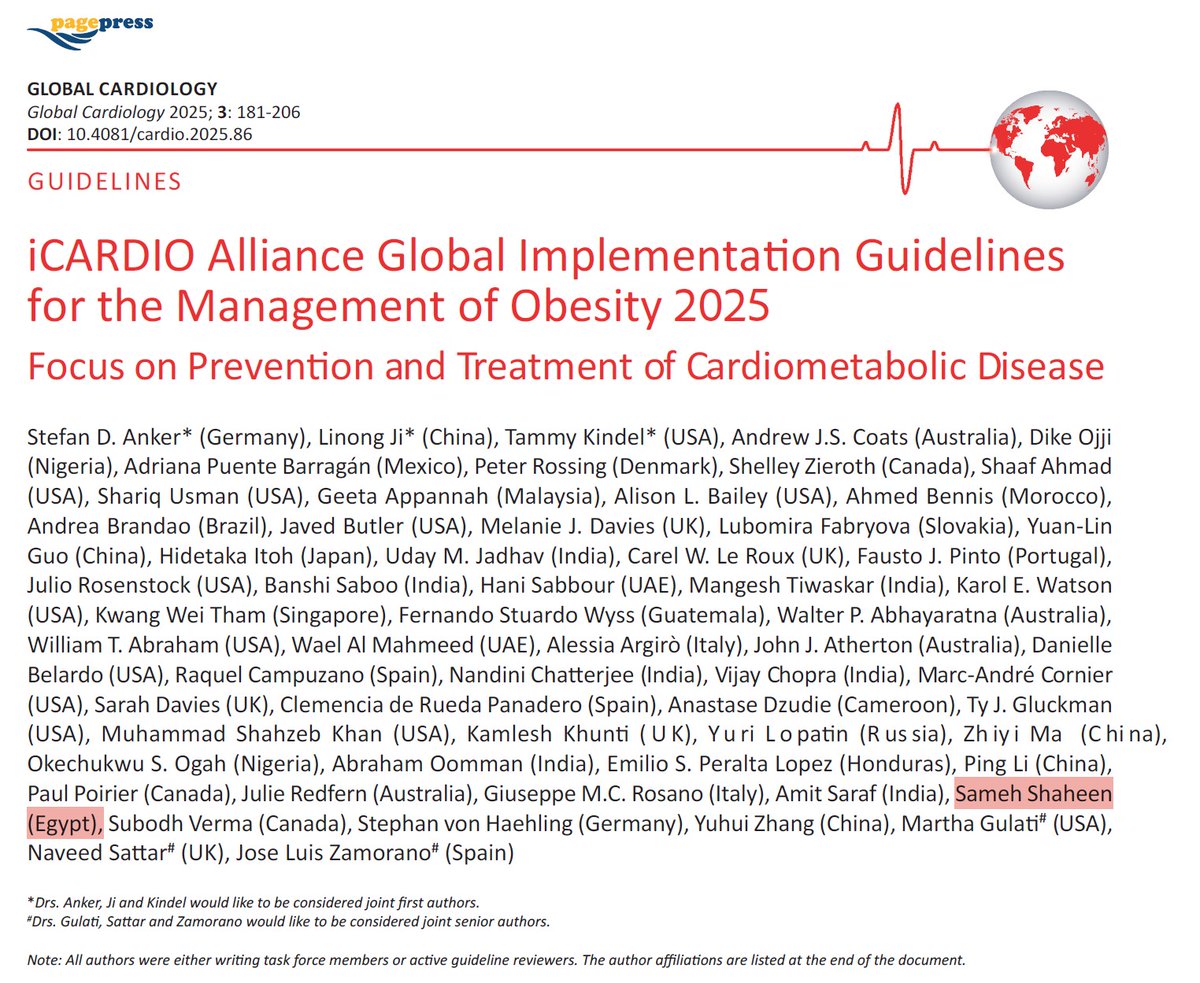 samehshaheen's tweet photo. ONE OF THE LATEST PUBLICATIONS ON THE MANAGEMENT OF OBESITY IN GENERAL AND SPECIFICALLY AMONG CARDIAC PATIENTS SUCH AS THOSE WITH OBESITY RELATED HFPEF. CARDIOLOGISTS SOON WILL BE HEAVILY INVOLVED IN THE USE OF SEMAGLUTIDE (OZEMPIC) AND TERZEPATIDE (MOUNJARO). https://t.co/Cukhf2t4Hx