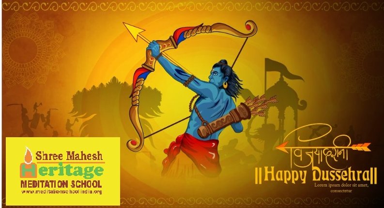 meditationindia's tweet photo. Dussehra (Vijayadashami) is not just a festival of celebration but also a profound opportunity for inner reflection. The victory of Lord Rama over Ravana symbolizes the triumph of good over evil, light over darkness, and wisdom over ignorance. https://t.co/jn62TeiYdQ