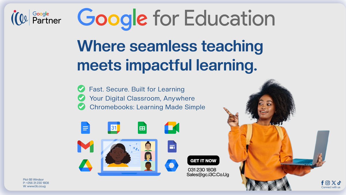 Infinityi3C's tweet photo. Transform your classroom with Google for Education!
Fast, secure, and built for impactful learningโanytime, anywhere.
Seamless teaching. Smarter learning.
#GoogleForEducation #DigitalClassroom #SeamlessLearning #LearnAnywhere #IC3Ug https://t.co/VrF698mtRo