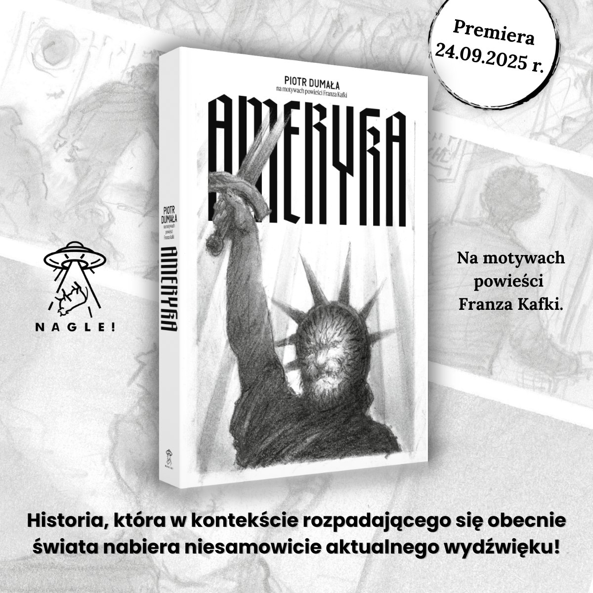 NAGLECOMICS's tweet image. ❗️📢❗️ Nestor polskiej animacji Piotr Dumała stworzył dzieło wyjątkowe! "AMERYKA" na motywach powieści Franza Kafki dostępna w najlepszych księgarniach i sklepach internetowych! #naglecomics #komiksy #książki #kultura #sztuka #franzkafka #kafka #literatura