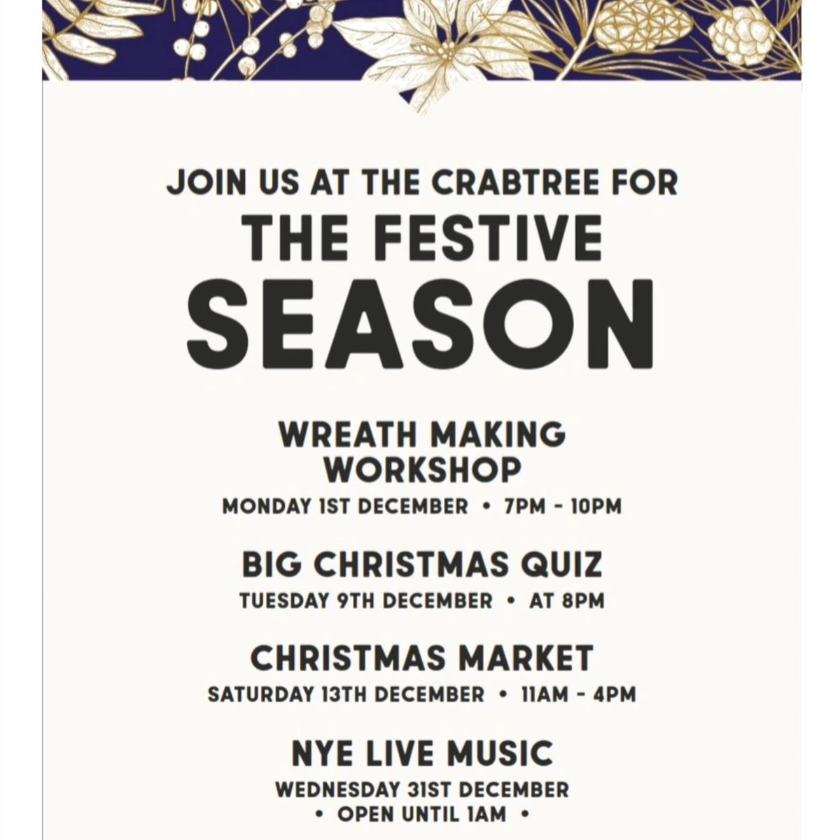 Christmas at The Crabtree 
Check out our website for more details 
#christmasevents #christmas #crabtreechristmas #festiveseason #festivevibes #christmasinlondon