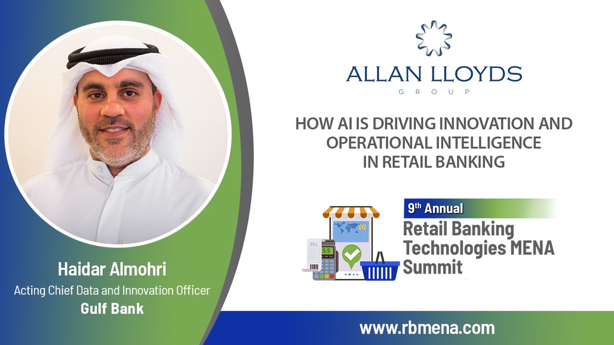 💡 At the Retail Banking Technologies MENA Summit, Haidar Almohri of Gulf Bank will share how #AI is transforming operations, customer service &amp; fraud detection in retail banking.

📍 Join us in Dubai → rbmena.com

#RetailBanking #MENABanking #BankingInnovation