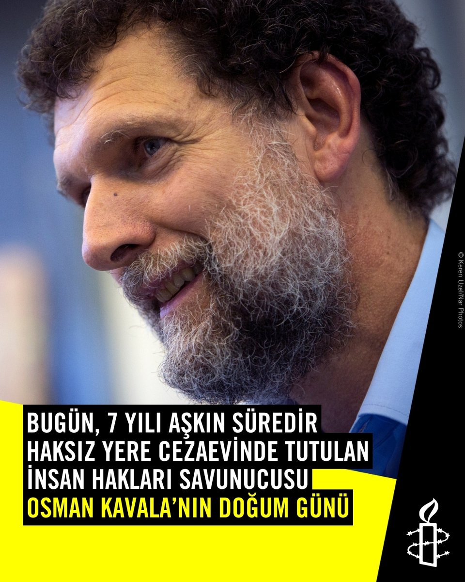 Bugün, hayatını sanat, kültür ve diğer sivil toplum çalışmalarına adamış hak savunucusu Osman Kavala’nın parmaklıklar ardında geçirdiği 8. doğum günü.

Osman Kavala, Avrupa İnsan Hakları Mahkemesi’nin derhal serbest bırakılmasını hükmeden iki ayrı kararına rağmen 8 yıla yakın