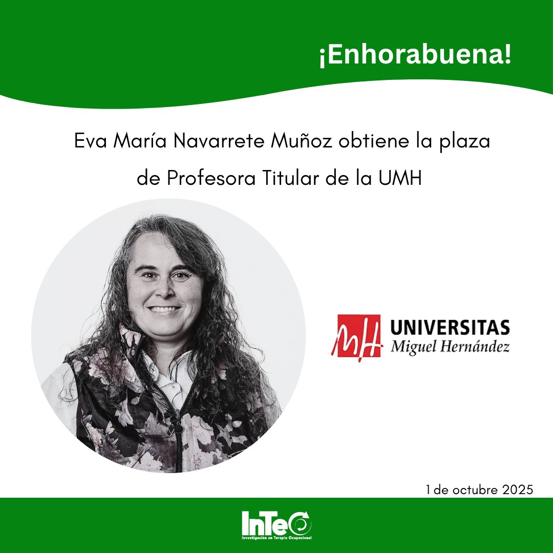 Ayer nuestra compañera Eva Mª Navarrete Muñoz obtuvo su plaza como Profesora Titular de la UMH 🎊. ¡Enhorabuena compañera!