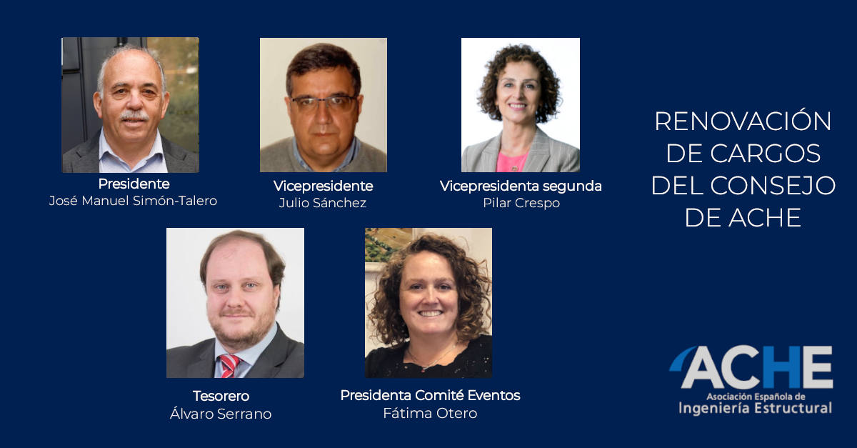 🔄 Renovamos el Consejo de #ACHE: José Manuel Simón-Talero asume la presidencia. ¡Gracias a quienes terminan etapa y éxitos a los nuevos cargos! Seguimos impulsando la ingeniería estructural. #ACHE2025 #ConsejoACHE