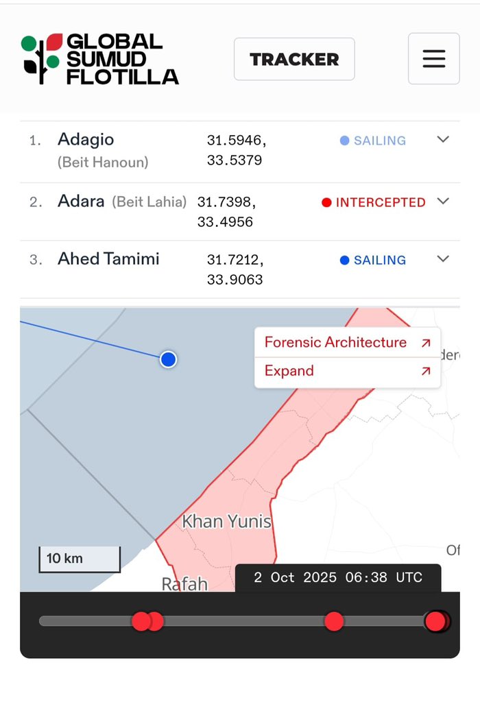 A few minutes from the coast of Deir al Balah.. It’s arriving soon if not intercepted by Israeli occupation pirates