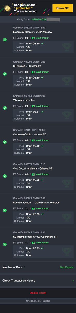 GoalGutter's tweet image. You did it again, Jeff!!! Another 7/7 won in less than a month. Already an October to remember!!! Congrats to everyone that rebet the 8/8. Enjoy your wins!!!