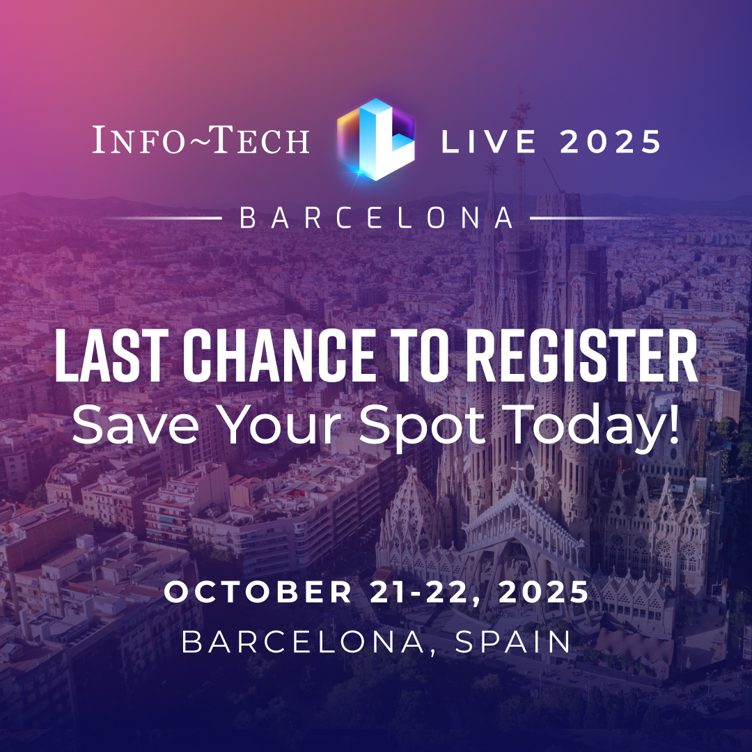 infotechRG's tweet image. ⏳ Last chance! Info-Tech LIVE Barcelona lands Oct 21-22.

2 days of bold insights + future-shaping conversations.
Don’t miss Europe’s most anticipated tech event of the year. 👉 Register now: ow.ly/OglN50X5i0G

#InfoTechLIVE #FutureOfIT #Barcelona