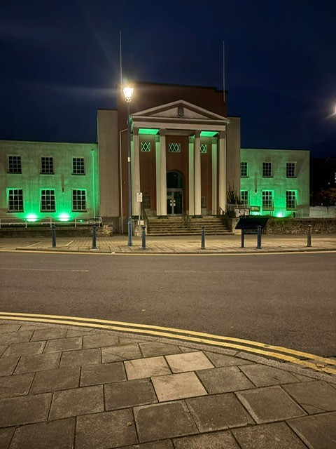 CeredigionCC's tweet photo. 💚 October is Liver Cancer Awareness Month 💚
Did you see our buildings lit green last night? They’ll be glowing green again today to mark Liver Cancer Awareness Month.
#LiverCancerAwarenessMonth https://t.co/IQl1vnIEsS
