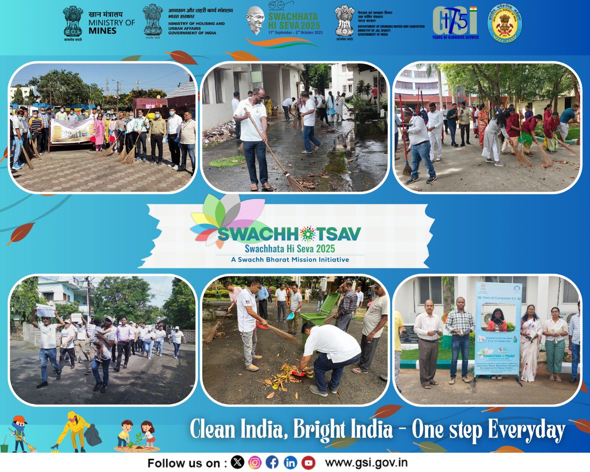 GeologyIndia's tweet image. GSI concluded its #SHS2024 campaign with spirited observances of Gandhi Jayanti and Swachh Bharat Divas. The initiative showcased nationwide cleanliness initiatives, transformation of CTU spots, e-waste disposal and recognition of Swachhata Mitras, underscoring collective