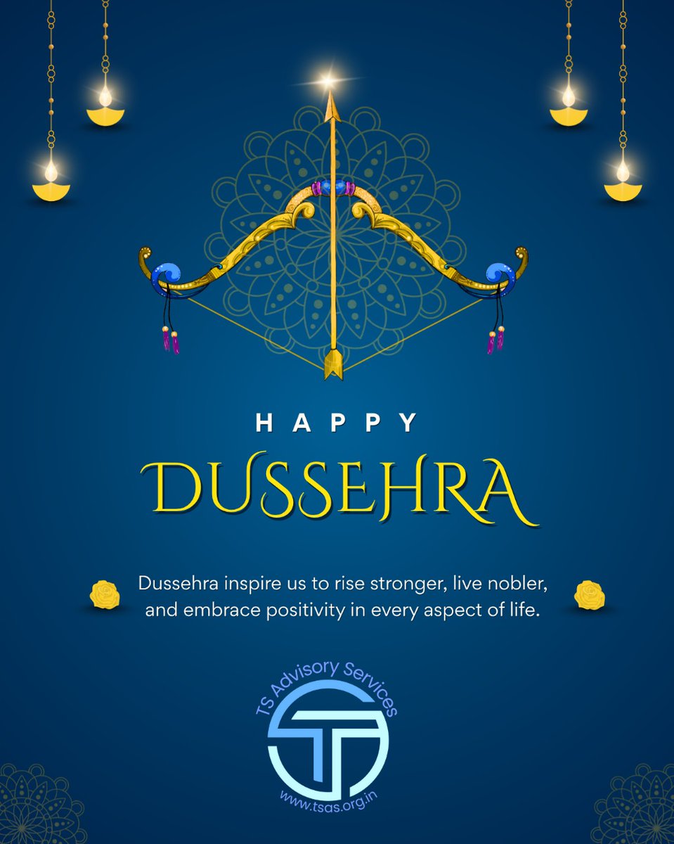 ts_advisory's tweet photo. Dussehra reminds us to let go of darkness and nurture the seeds of positivity. Wishing you a joyful Dussehra from all of us at @ts_advisory
 #dussehra #happydussehra #vijayadashami #dussehracelebration #festivalofvictory #goodoverevil #indianfestival #celebration #DussehraWishes https://t.co/PghtkZ0yC9