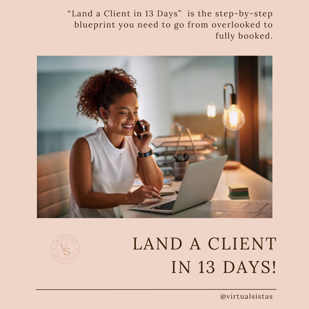virtualsistas's tweet image. ✨ Land a Client in 13 Days! ✨  

Have you been an assistant for a while but haven&apos;t had much luck landing clients? 

Are you tired of lowering your standards in order to land clients?

Grab your copy at virtualsistas.com!

#CREVAs #VirtualSistas #CRESupportServices