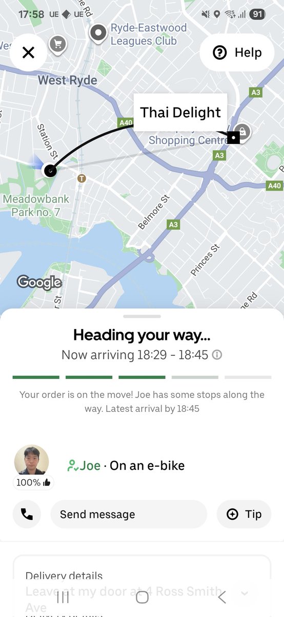 ciaran82m's tweet photo. @Uber_Support Why is an e-bike allowed to do multiple deliveries ?
They already take longer,  and now I've gotta wait for tonight's Thai.... going to be luke-warm. https://t.co/yCQ6RTyeGA