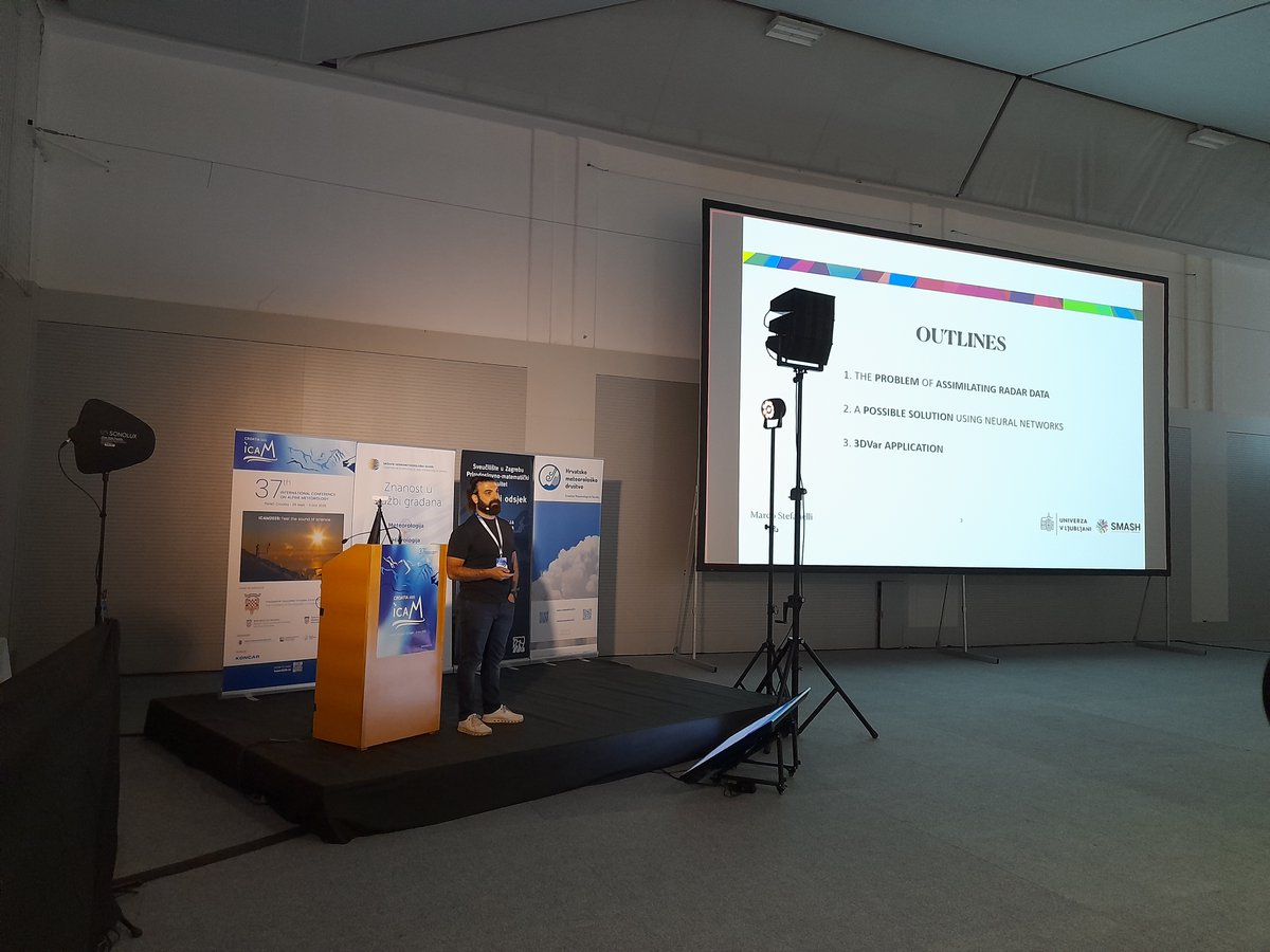 #SMASH fellow Marco Stefanelli participated in the International Conference on Alpine Meteorology (ICAM) in Poreč, Croatia! 🌍🌤️
He presented his research:
 “A neural-network based observation operator for weather radar data assimilation.” 🧠📡
#MSCA