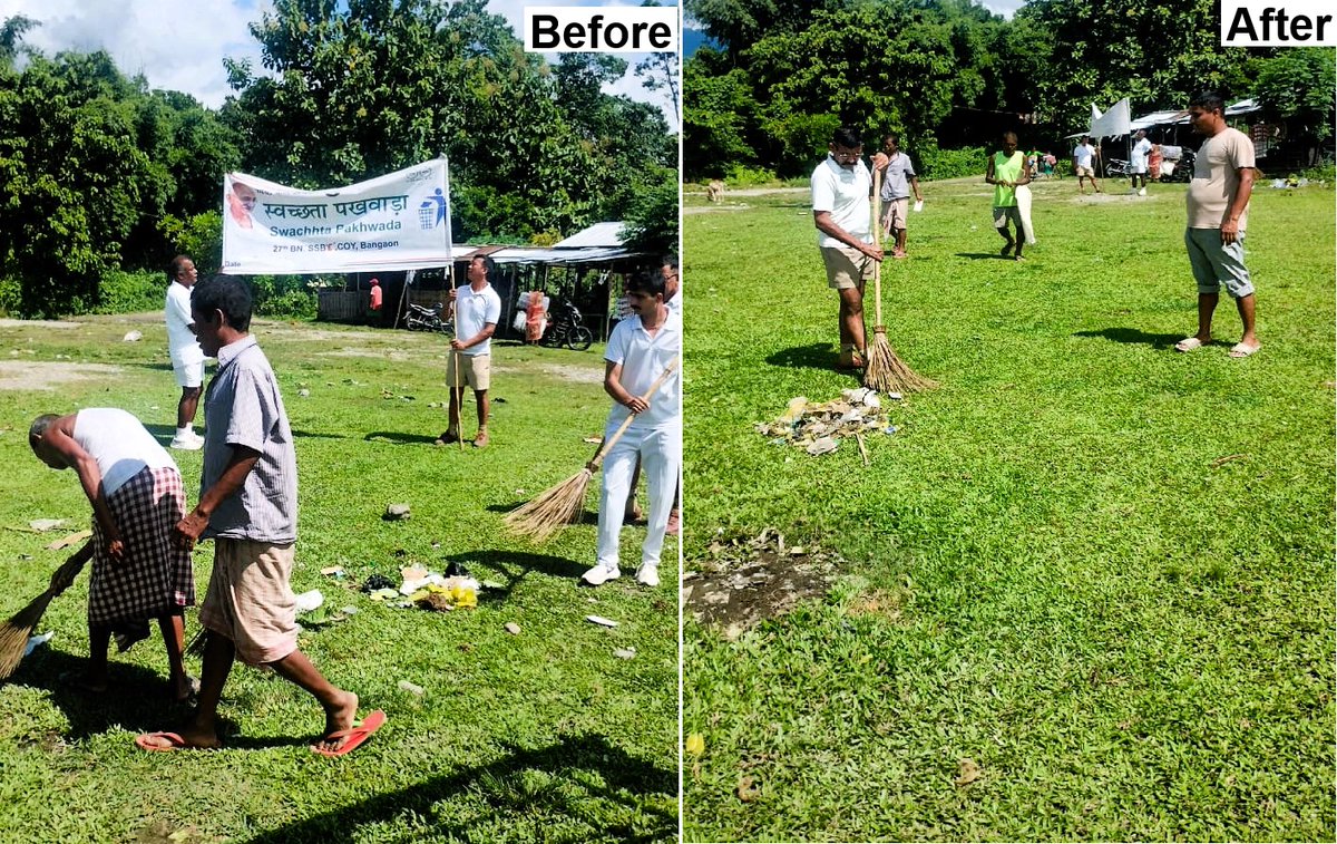 02.10.25 को स्वच्छता ही सेवा पखवाड़ा के तहत वाहिनी मुख्यालय तथा सभी समवायों द्वारा सार्वजनिक स्थानों पर ग्रामीणों के साथ स्वच्छता अभियान चलाया गया |
#SHS2025 #SwachhataHiSeva2025 #Swachhotsav #SwachhBharatAbhiyan
<a href="/SwachhBharatGov/">Swachh Bharat Urban</a>
<a href="/swachhbharat/">Swachh Bharat Mission - Grameen</a>
<a href="/MoHUA_India/">Ministry of Housing and Urban Affairs</a>
<a href="/MoJSDDWS/">Department of Drinking Water & Sanitation (#DDWS)</a>
<a href="/SSB_INDIA/">Sashastra Seema Bal</a>